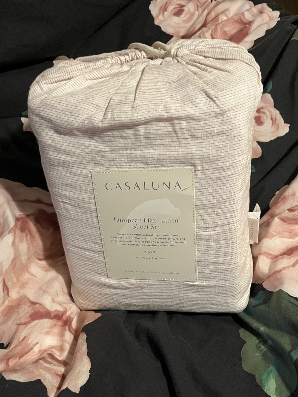 Casaluna ~ European Flax Linen Sheet Set - Adobe Clay Stripe~ Queen ~ NEW